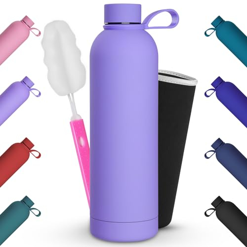Geepen Bouteille Isotherme en Acier Inoxydable, Gourde Isotherme INOX Réutilisables Écologique Gourde Sport Étanche, sans BPA, pour Enfant, Adulte, Sport, Gym, Voyage 1L Violet
