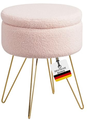 ALBATROS Hocker mit Stauraum Cannes – Sitzhocker mit Stauraum, Modernes Design, Edler Sherpa-Bezug – Sitztruhe oder Sitzbank mit Stauraum – optimal als Fußhocker oder Hocker Schminktisch, Rosa