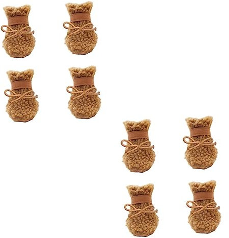 Beavorty 8stücke Hundeschuhe Für Winter rutschfeste Schneestiefel Mit Warmem Plüsch Für Kleine Hunde Und Bequem Für Im Schnee Braun