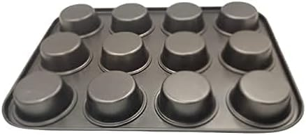 PNJB Non Stick 12 Cupcake Carbon Steel Baking Muffin Tray, Kitchen Accessory, Easy to Store, Sturdy Design with Good Heat Distribution, Long Lasting Non-Stick Bakeware (1Pcs)