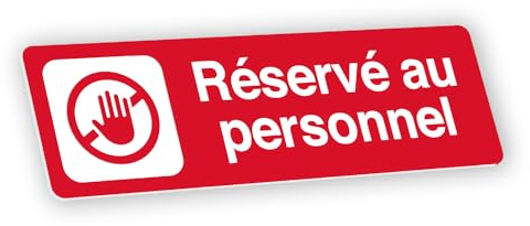 Plaque signalétique gravée autocollante Réservé au personnel - rouge - format 20x6 cm