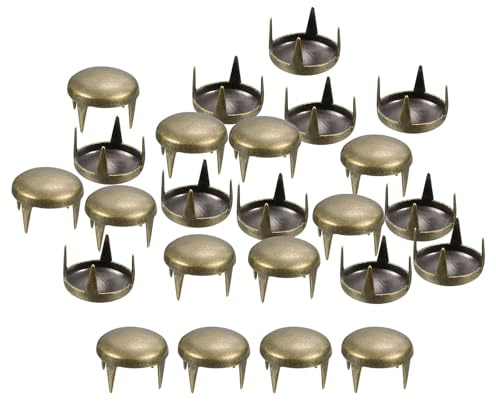 sourcing map 80Pcs Bronze Round Dome Rivets, 8mm Brass Spike Studs Spots Punk Rock Nailheads Claw Beads for DIY Clothes Belt Bag Shoes Bracelet Leather Craft