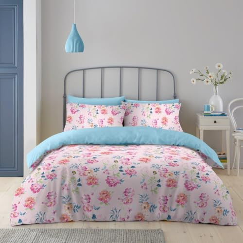 GC GAVENO CAVAILIA Botanical King Size Duvet Cover Sets - Breathable Leaf Bedding & Linen Duvet Set (230x220 cm) - Microfiber Soft Quilt Cover Bed Set, Pink