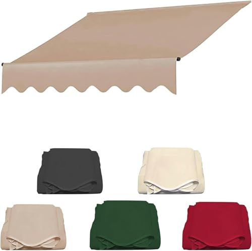 HOTAPEPU Markise Balkon Ohne Bohren, Klemmmarkise,balkonmarkisen Höhenverstellbare Sonnenschirm-überdachungsleinen 280g Polyester Wasserdicht Schattenabdeckung-Rot||2.5m