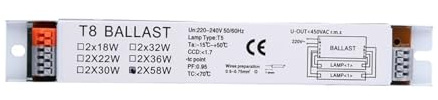 AXTGBHL Reattori for lampade Fluorescenti con Alimentatore elettronico T8 a Tensione Larga 220-240 V CA 2x18 W/2x30 W/2x58 W/2x36 W/1x36 W(2x58W)