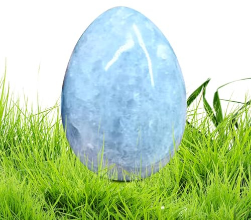 Cristaux Bleus | Œuf Poli en Cyanite Bleue, Pierre d'inquiétude de Poche, Sculpture de sphère décorative pour méditation, équilibre Reiki