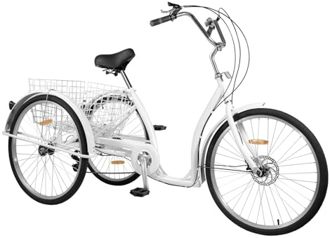 Zoobotanica Dreirad für Erwachsene, 26 Zoll 6 Gang Lastenfahrrad, 3 Räder Fahrrad Erwachsene mit Einkaufskorb, Senioren Fahrrad,City Einkauffahrrad,für Reisen, Radfahren und Einkaufen