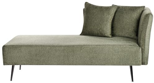 Beliani Chaiselongue Stoff grün rechtsseitig mit Kissen Lehne Metallgestell modern Riom