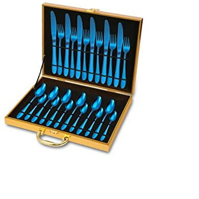 BOSHYUM Ensemble d'argenterie, 24 pièces, Couverts en Acier Inoxydable, Ensemble d'argenterie avec Coffret Cadeau, Comprenant Couteau/Fourchette/cuillère/TSP pour 6 Personnes
