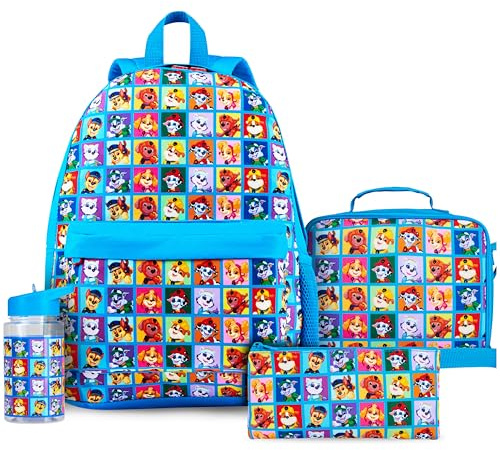 Paw Patrol Backpack Lunch Box Water Bottle Pencil Case 4 pc Set for Boys Girls Bookbag Picnic Backpacks Gift for Kids