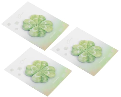 Operitacx 3stücke Teiliges Selbstklebende Notizblöcke Im Vierblättrigen Kleeblatt-design Für Patrick's Day Niedliche Memo Pads Für Schule Und Büro Für Diy-projekte Und Organisation