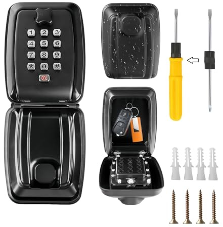 Key Safe Wall Mounted Police Approved, Key Lock Box Outdoor 12 Digit Combination, Key Safe Outdoor Heavy Duty Waterproof and Security for Home Garage Office School
