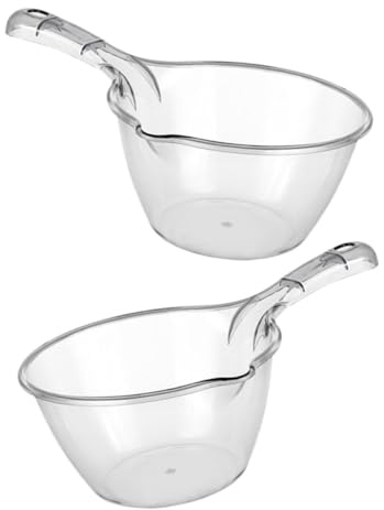 ULTECHNOVO Cucharones De Agua De Plástico Gris Mango Largo, 2 Unidades, Utensilios Multiusos Para Cocina y Baño, Cucharón Práctico Para Servir y Lavar Hogar y Restaurante