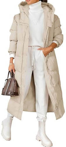 Abrigo acolchado largo para mujer, chaqueta acolchada de invierno con capucha y manga larga