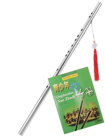 BESTonZON Chinesische Dizi Flöte aus Edelstahl G-dur mit Traditionellem Design und Konstanter Klangqualität für Anfänger und Technische Musiker Silbern