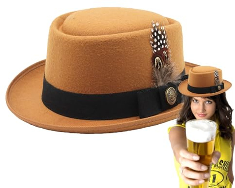 Generisch Sombreros bávaros para hombre, Oktoberfest, sombreros para hombre, Oktoberfest, accesorios de disfraz con plumas, emblemas multiusos para adultos para hombres y mujeres