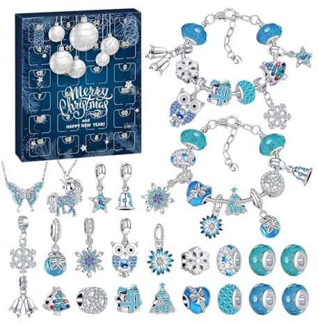 Calendrier De L Avent Bijoux 2025-24 Jours 2025 Kit de Bracelets,Set De Bracelets De Noël Pour Calendrier De L Avent - pour Adultes Amie Épouse Famille Amis Fêtes Anniversaire