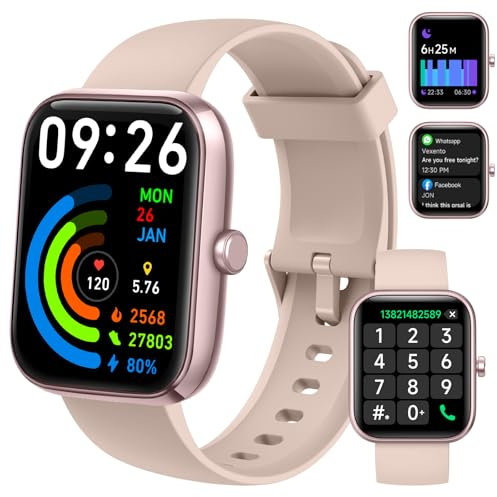 Smart Watch for Men Women with Bluetooth Call, Alexa Built-in, WhatsApp Notifications, Fitness Tracker with Heart Rate/SpO2/Sleep/Pedometer, 1.83 DIY Dial, 100+ Sports Modes, IP68 for Android iOS