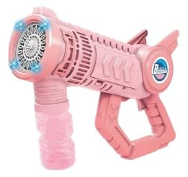 Pistola de burbujas automática para niños a partir de 3 años, soplador de burbujas que funciona con pilas, disponible en rosa y verde (rosa)
