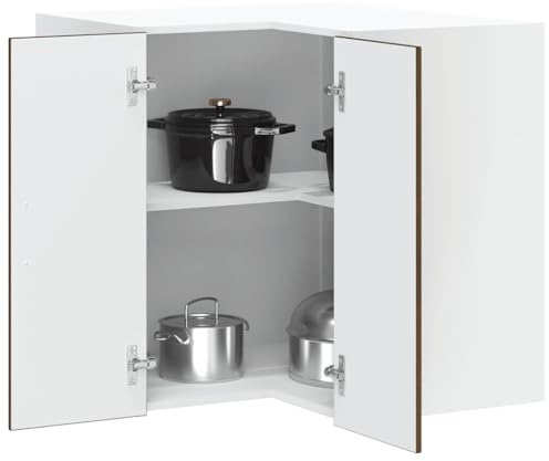 mzdioop Eckhängeschrank Lucca Braun Eichen-Optik, Holzwerkstoff, 57x57x60 cm, Küchenschrank mit Türen, Wandmontage, für Küche und Vorratskammer