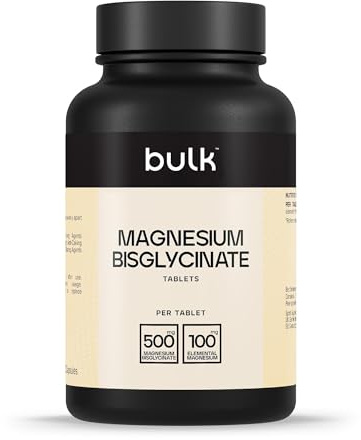Bulk Magnesio Bisglicinato in Compresse, 500mg, 180 Compresse | 200mg di Magnesio Attivo, Alta Assorbibilità, Riduce la Stanchezza