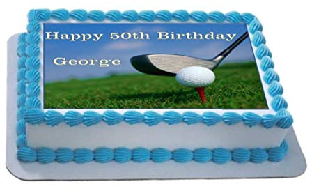 Sprinkles & Toppers Ltd Personalised Golf/Golfer Themed A4 Edible Icing Cake Topper Birthday (Please Leave Personalisation as Gift Message)