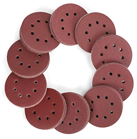 WORKPRO 150 Stück Schleifpapier 125mm Klett Schleifscheiben, Schleifblätter Körnung 60/80/100/150/180/240/320/400/600, 8 Loch Rund für Exzenterschleifer