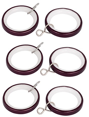Aexit 6pcs 36mm Diámetro Interno Deslizamiento de la Cortina Barra Poste (model: J7916IXII-2587KO) Anillos Bucles Borgoña