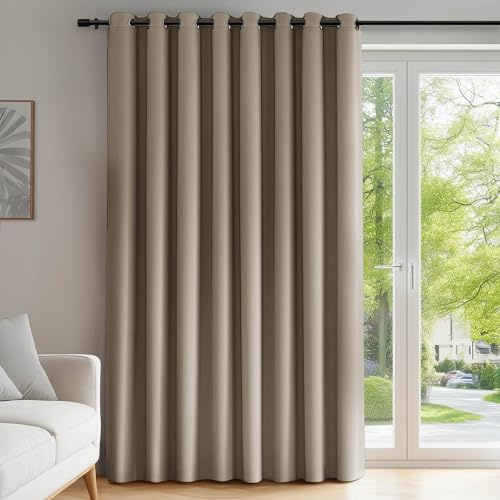 Deconovo Verdunklungsgardinen Extra Breite Thermovorhänge mit Ösen Taupe | 1 Stück, H214 x B254 cm, Thermo Vorhänge gegen Hitze, Gardinen für Wohnzimmer und Schlafzimmer, Sichtschutz, Blackout Curtain