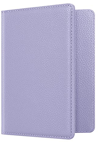 FINTIE Reisepass Impfpass Schutzhülle - Premium Kunstleder Reisepasshülle Travel Organizer mit RFID-Blockier für Kreditkarten, Ausweis, Reisedokumente Damen Herren, Pastellviolett