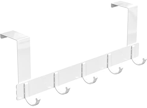 Newaner Dörrgarderob med 5 krokar, klädkrokar för dörren utan borrning, dörrkrok för kök, badrum, vardagsrum och hall (vit)