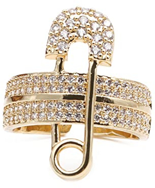 MAYIYAHO Volle weiße Strass Büroklammer Set Ringe Gold Eheringe für Frauen Einfacher Liebesring Luxus Lucki Charm Ring
