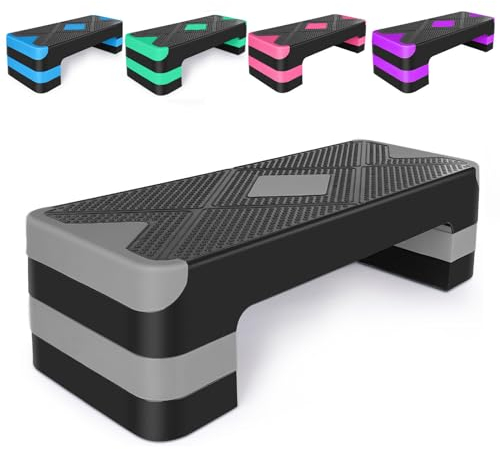Verstellbarer Aerobic-Stepper für Fitness und Training, 3 Einstellungen, verstellbare Höhe 10,2 cm - 15,2 cm - 20,3 cm