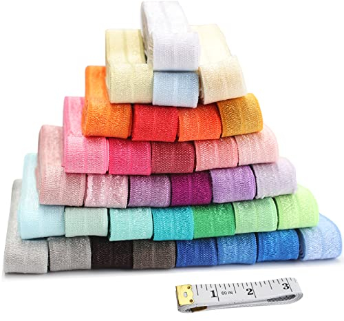 34 Farben Schr?gband zum N?hen, Elastisch 15mm Breite Gummiband zum N?hen, Mehrfarbig Flach Gummiband Falzgumm Einfassband f¨¹r DIY Handwerk N?hzubeh?r