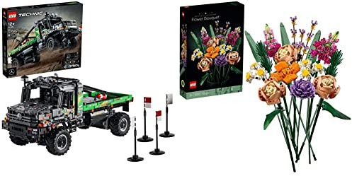 LEGO 42129 Technic Camion Fuoristrada 4x4 Mercedes-Benz Zetros, Camion Giocattolo, Macchina Telecomandata, Idee Regalo & 10280 Icons Bouquet di Fiori, Piante Artificiali, Costruzione in Mattoncini