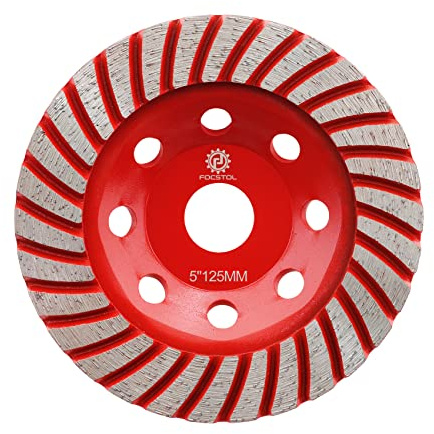 FOCSTOL Diamant Schleiftopf - 125mm x 22,23mm Turbo Reihe Schleifscheibe für Beton Granit Marmor Mauerwerk Künstlicher Stein für Winkelschleifer