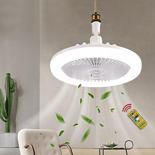YumSur LED Ceiling Fan with Lights,30W Ceiling Fan Lights with Remote Control,3 Color Dimmable LED,3 Speeds,Modern Fan Lighting for Living Room,Dining Room,Bedroom,Office [Energy Class F] (White)