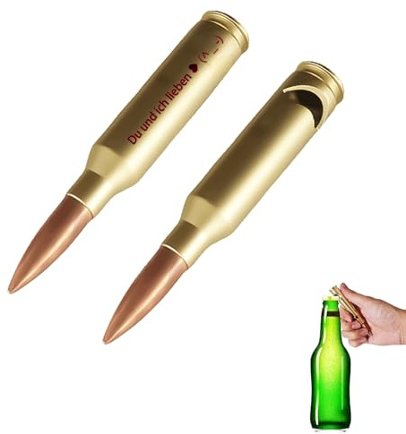 2 Stück Flaschenöffner, Tragbare Bieröffner aus Metall, Patrone Kaliber 50 Bottle Opener, Kreativer Korkenzieher, Weihnachten Top Männergeschenk