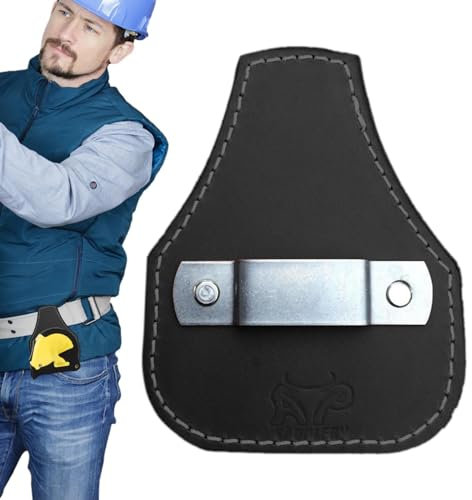 Maßband-Holster, Maßbandtasche, 8 x 6 x 1 cm, Lederbandhalter, multifunktionales Werkzeug, Gürtelholster für Klempner und