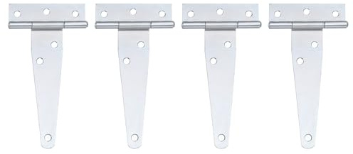 sourcing map 4Stk T-Riemen Türscharniere 4 Geschmiedet Tee Schuppen Tor Scharniere Eisen Hardware für Holz Scheune Zaun Yard Türscharniere (Weißes verzinkt)