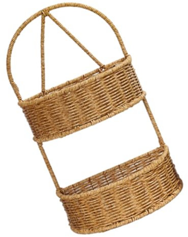 MILISTEN Rattan-imitation Wand Korb Wandkorb Geflochtene Wandkörbe Gewobener Korb Kunststoff-organizer Korb Aus Seegras Hängekorb 2 Etagen - -korb Hängend Pp Blumenampel