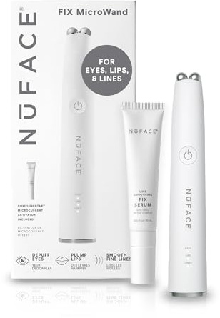 NUFACE FIX MicroWand Microcurrent Facial Device, FDA-Cleared, Eye Depuffer Tool, Lip Plumping Device, Under Eye Massager, Face Wand for Fine Lines, 3 Treatment Modes, Serum Activator