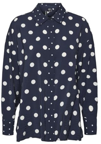 VERO MODA VMKAYA Katja LS WVN GA T-Shirt, Navy Blazer/AOP : Katja, M