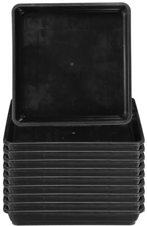 PATIKIL Plant Saucer Tray, 10 Pack 10 Inch Plastic Square Plant Saucer Flower Planter Drip Tray for Indoors Outdoors Patio Balcony, Black