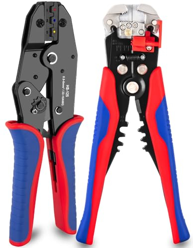 Strumento spelafili automatico AWG 24-10 e pinza crimpatrice AWG 22-10, strumento di crimpatura per connettori termorestringenti e set spelafili autoregolante