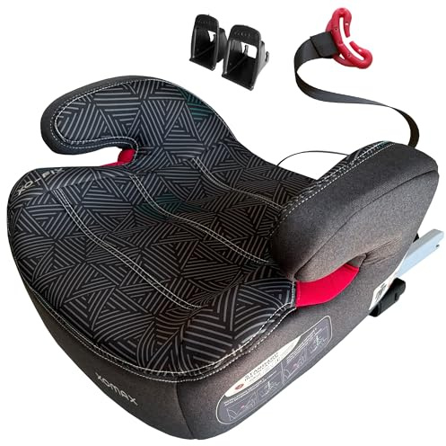 XOMAX XL-313 Kindersitz mit ISOFIX und Gurtfuhrung I mitwachsend 15-36 kg, ca. 6-12 Jahre, Korpergroße von 125–150 cm, Gruppe 2/3 I Bezug abnehmbar und waschbar I ECE R129, (Schwarz-Weiss-Muster)