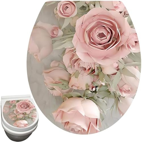 Lpitoy Autocollants Muraux pour Couvercle De Siège De Toilette en Forme De Fleurs, Autocollants Muraux De Salle De Bain, Autocollants Floraux pour Siège De Toilette, Autocollants Amovibles