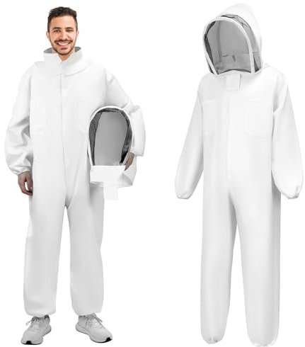 QWORK® XXL Imkeranzug, Bienen Schutzkleidung, Imkerjacke mit Schleier, für Professionelle Bienenbisse Verhindern