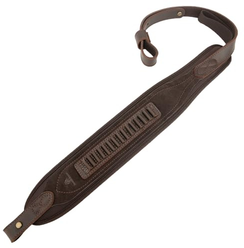 Leder-Gewehrriemen mit Patronentasche – Handgenähte verstellbare Schultertragete für Kaliber .30-30, .45-70, .22LR & 12GA