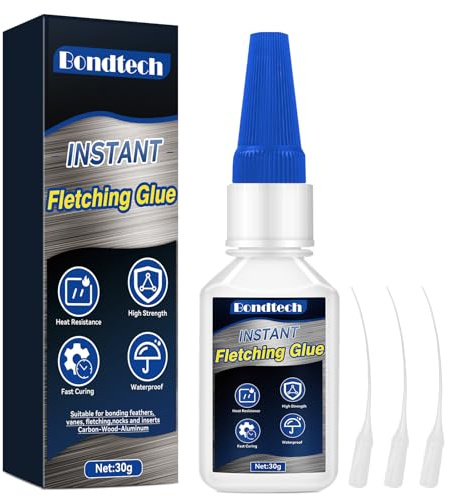 Super Glue 30 g, Superglue All Purpose, Strong Glue with Anti-clog Cap, Clear Superglue for Plastic, Glass, Ceramic, Metal, Wood, DIY, Precise Repair (Clear, Fletching Glue)